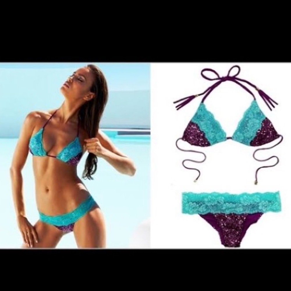 BEACH BUNNY LEOPARD 🐆 AND LACE 2-PIECE BIKINI SET SIZE M!! No stains or odors